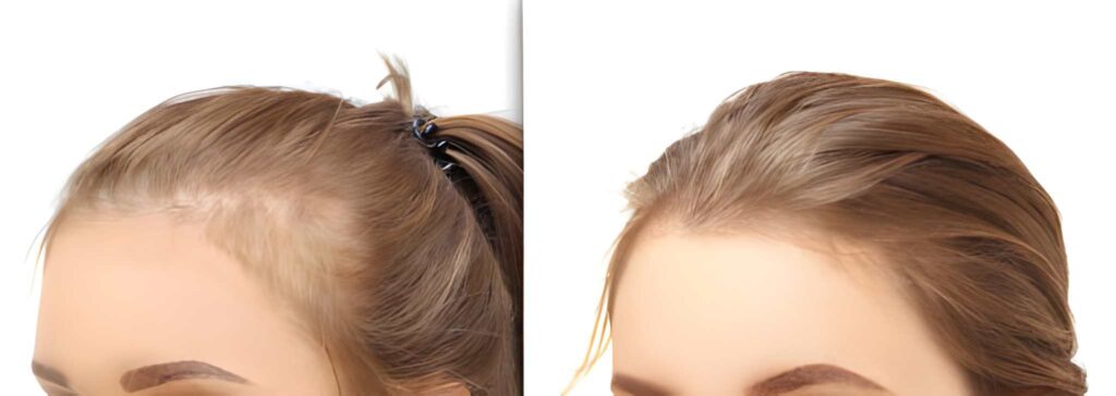 Antes y después del trasplante capilar femenino