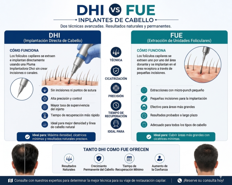 Trasplante capilar DHI vs FUE diferencias clave