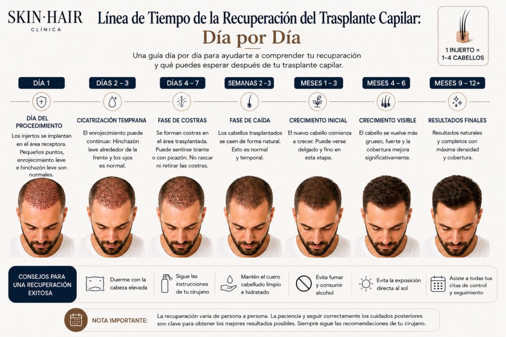 Cronograma de recuperación del trasplante capilar día a día