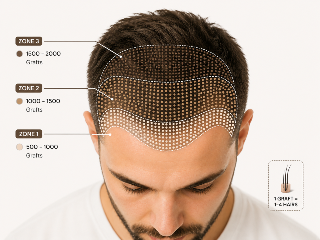How many hair grafts do I need for a natural-looking hairline
